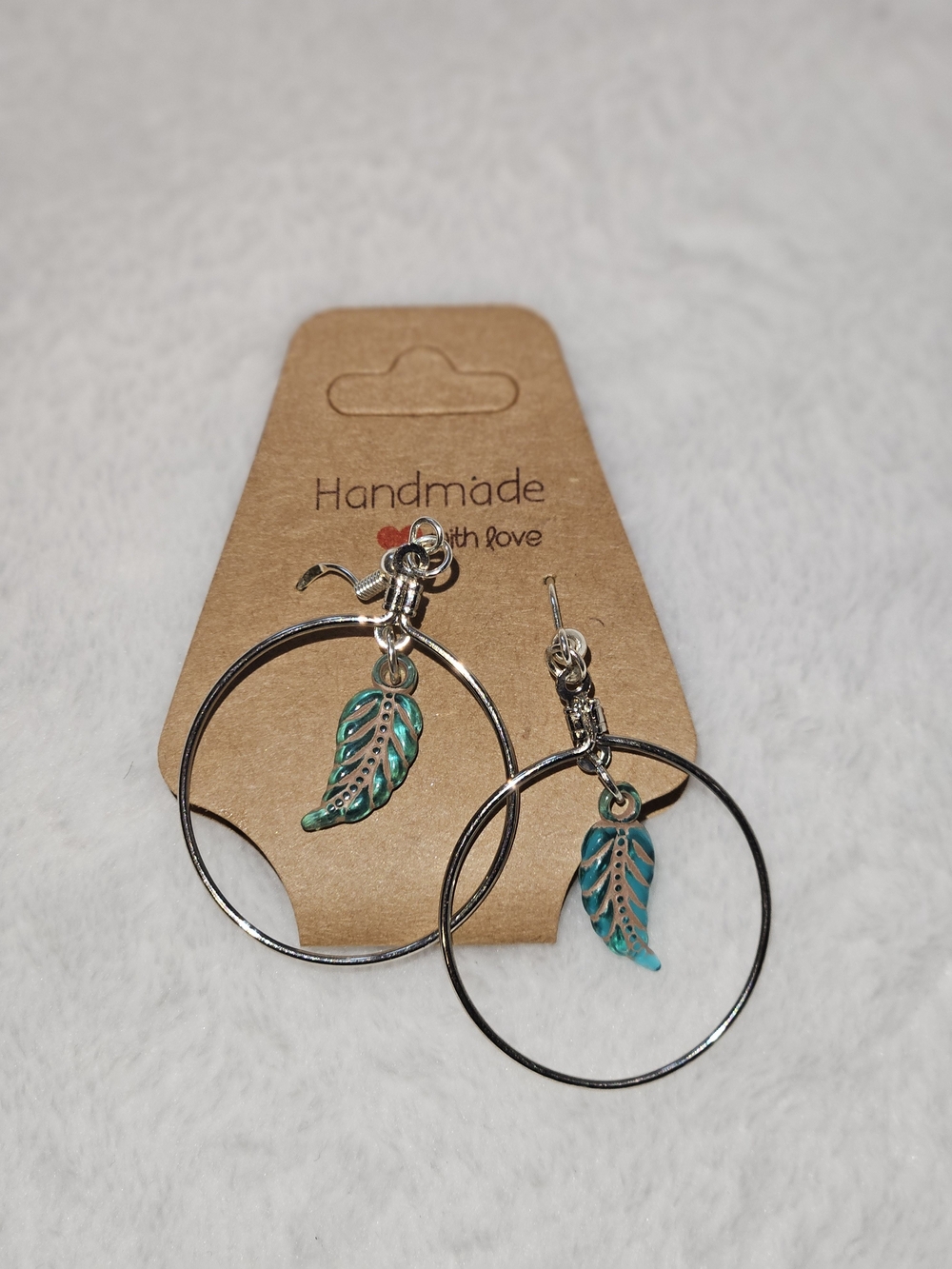 Turquoise Leaf Hoop Earrings